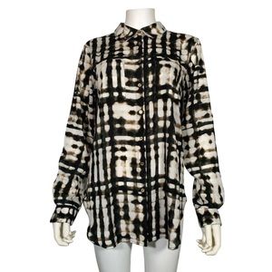 Calvin Klein abstract print button down shirt long sleeve size M roll up sleeves